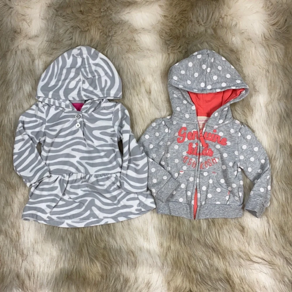 Carter’s OshKosh Girls Hoodie Lot 12M Fleece Zip Up Pullover